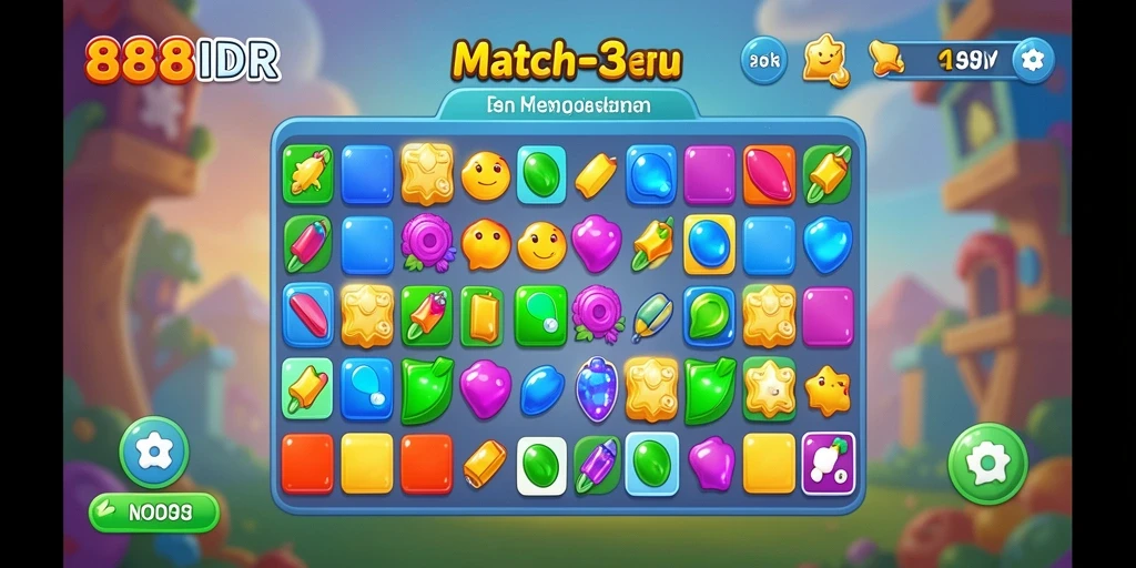 Screenshot gameplay 888IDR dengan aksi Match-3 yang seru.