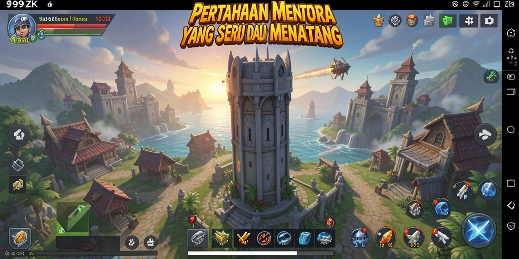 Tampilan gameplay seru dalam 999ZK Tower Defense.