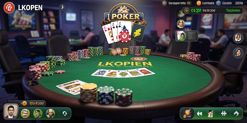 Tampilan gameplay Poker yang seru dan menarik di LKOPEN.