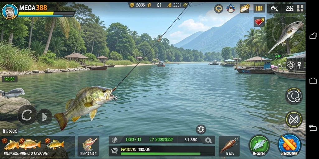 Tampilan gameplay MEGA388 yang menawan dan seru saat memancing.